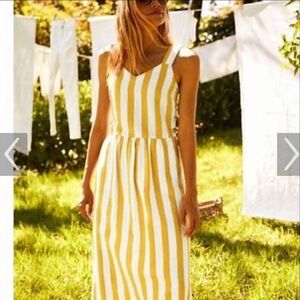 Joules Yellow white linen dress